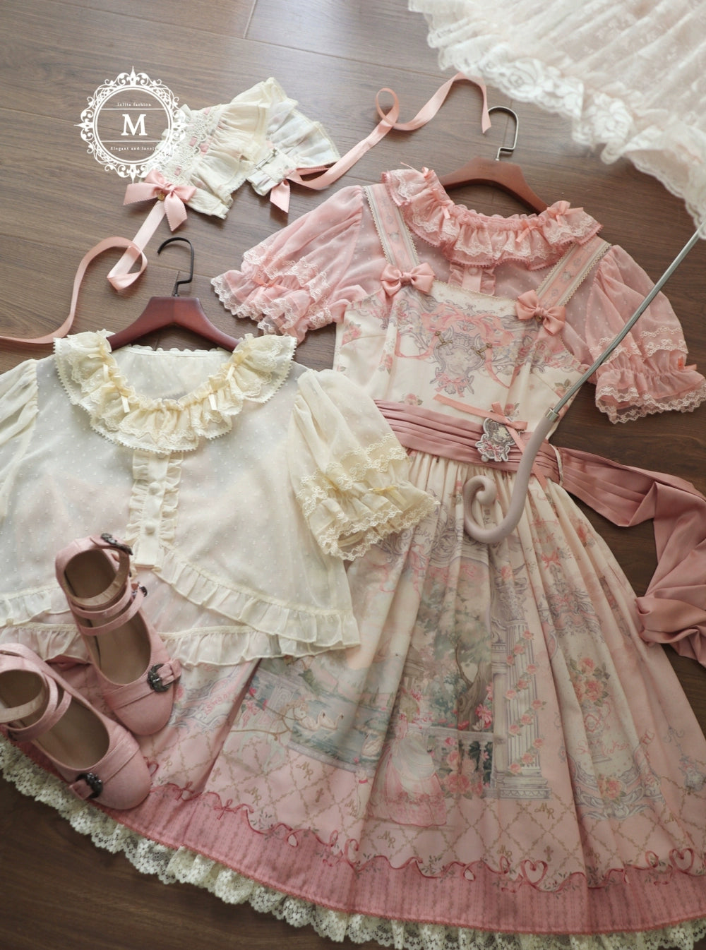 Moon River - Swan Lake Mirror - Pink Sweet Lolita Print JSK Dress 43705:783376