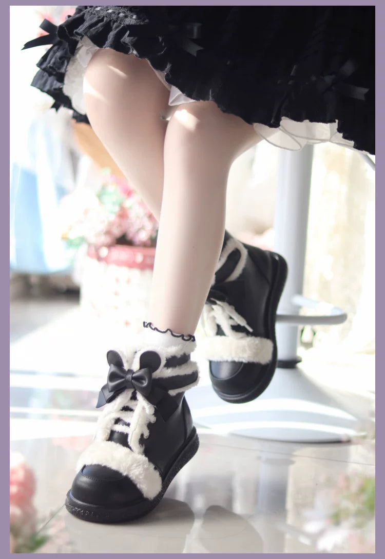 Bear Dada - Winter Kawaii Lolita Boots, Plush Accent