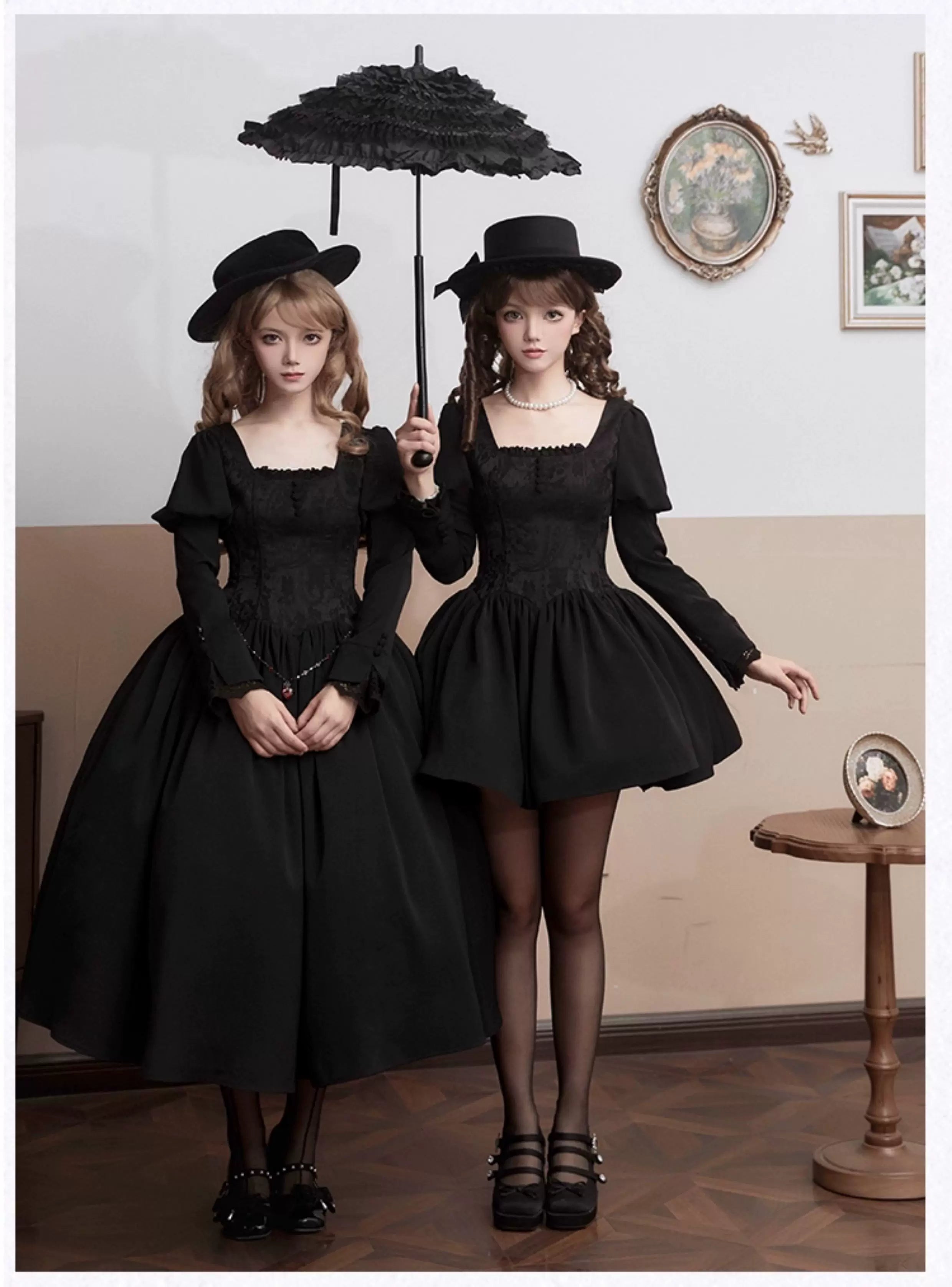 Old Covenant - Classic Lolita Jacquard OP Dress, Petal-Shaped Boned Waist