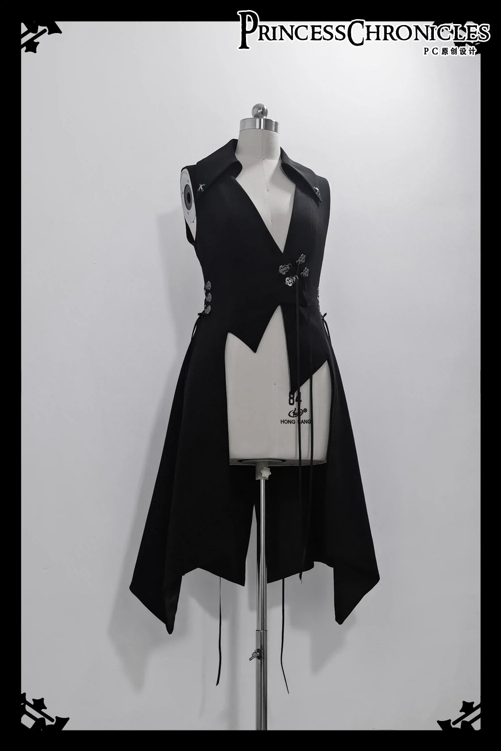 Princess Chronicles - Crimson Ash Zero - Ouji Lolita Vest Handsome Slim Long Black Vest