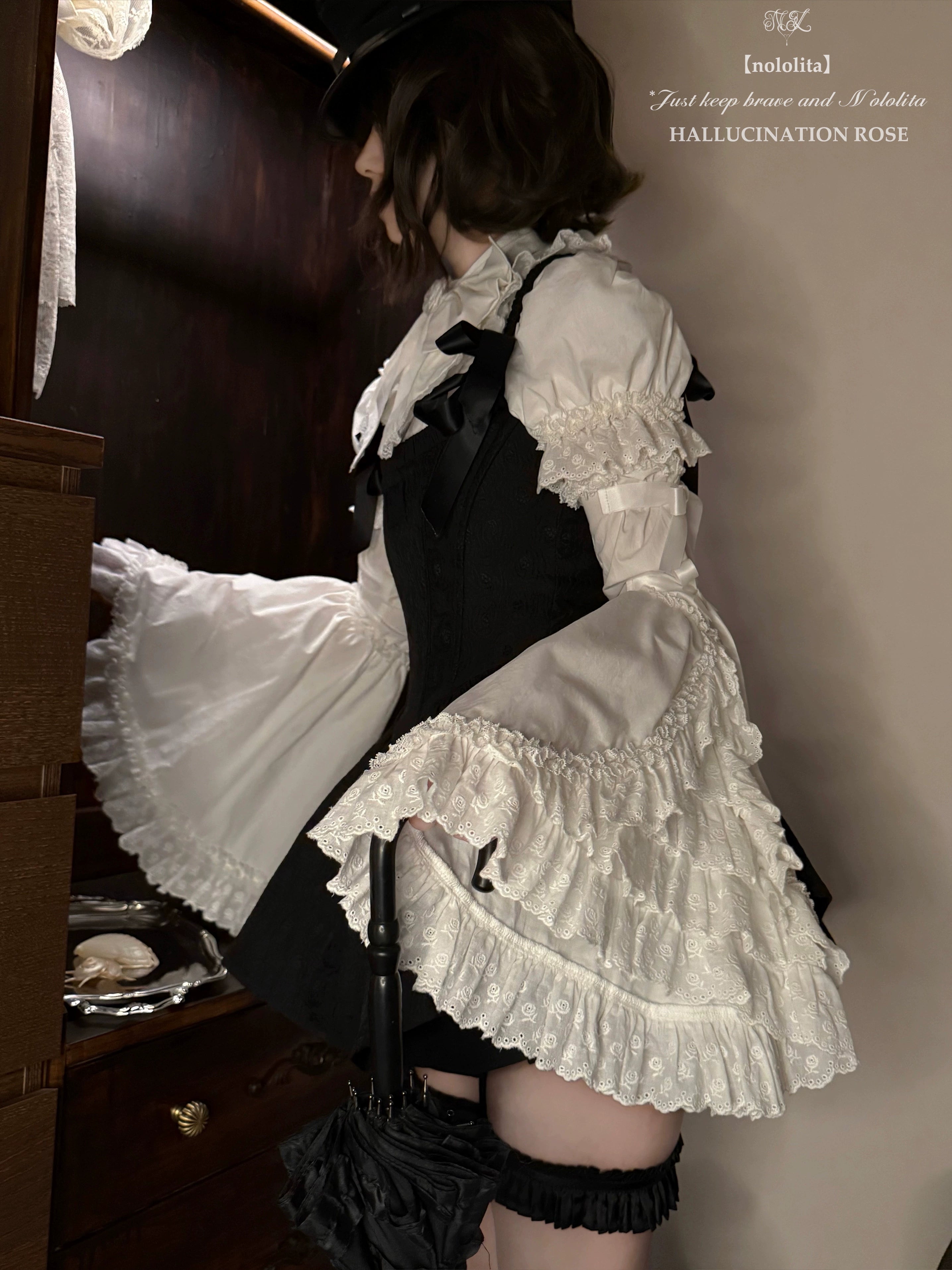 Nololita~Nightingale~Old School Lolita Shirt with Detachable Sleeves 41944:720482