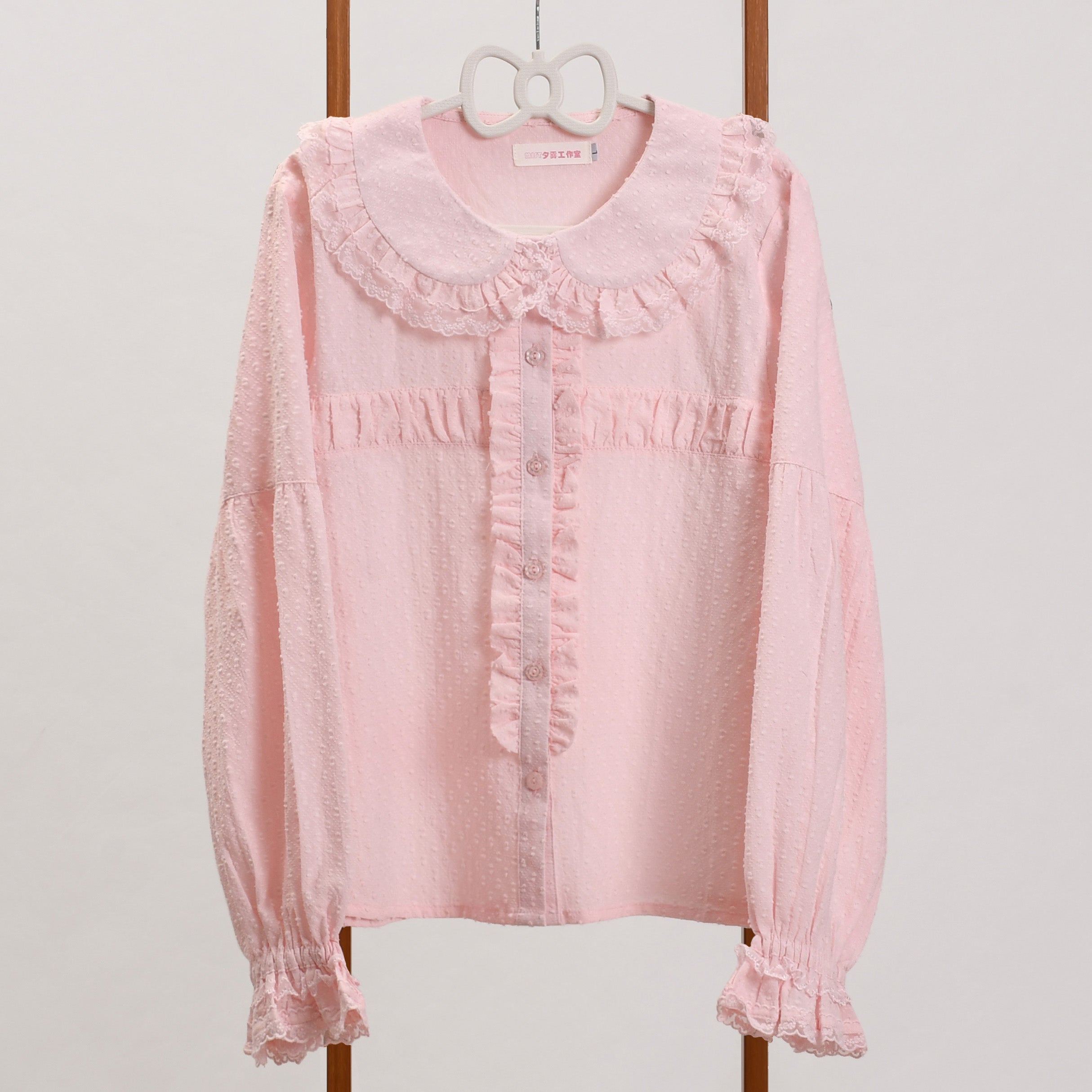 MIST~Tianmi~Sweet Lolita Blouse Long Sleeve Doll Collar Thin Shirt S Light Pink (L M S XL) 32312:393116