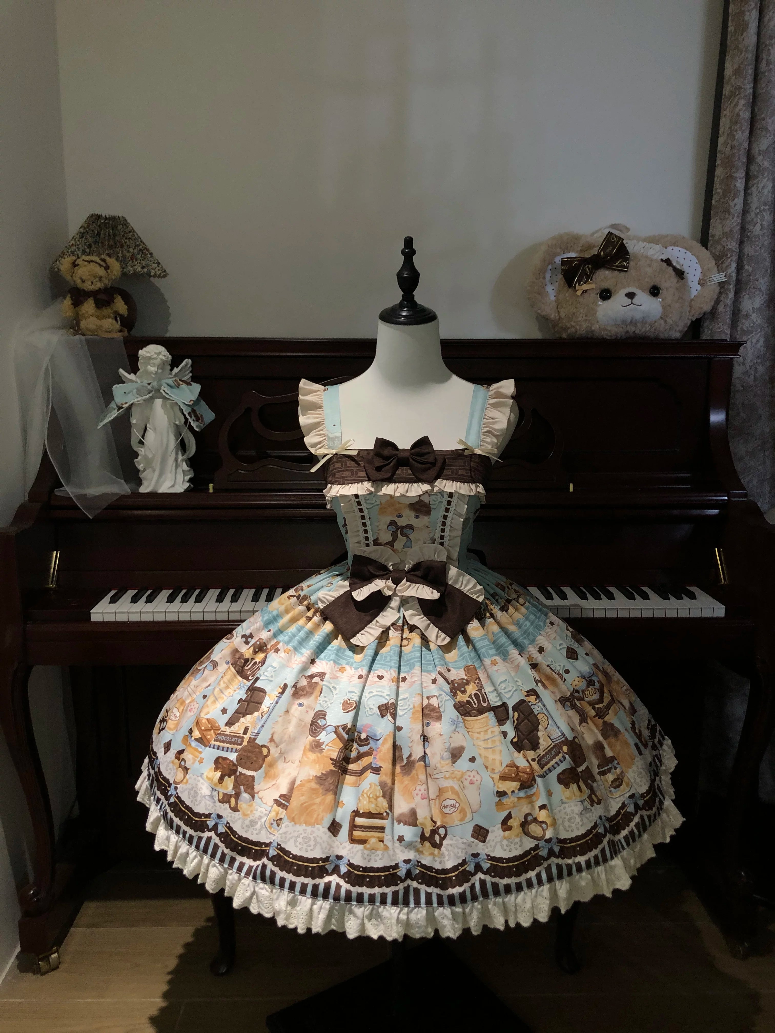 Honey Chocolate - Printed Kawaii Lolita JSK Dress Mint JSK Only S