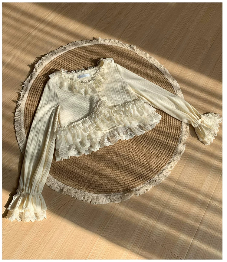 Bloom Period - Elegant Lolita Bolero, Layered Lace Ruffles 44623:817262