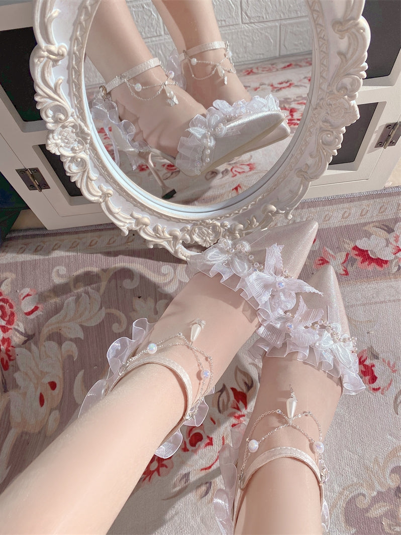 Ximeng Lolita~Deep Sea Hospital~Plus Size Wedding Lolita Bridal Shoes Customized Heels 42696:749742