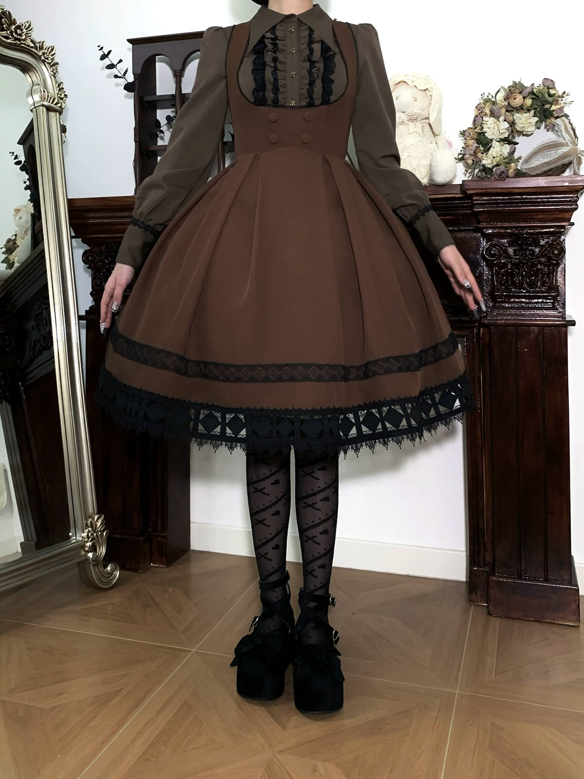 Serenade - Bust-Supporting Elegant Lolita JSK Dress, Three Length Styles 44419:807344