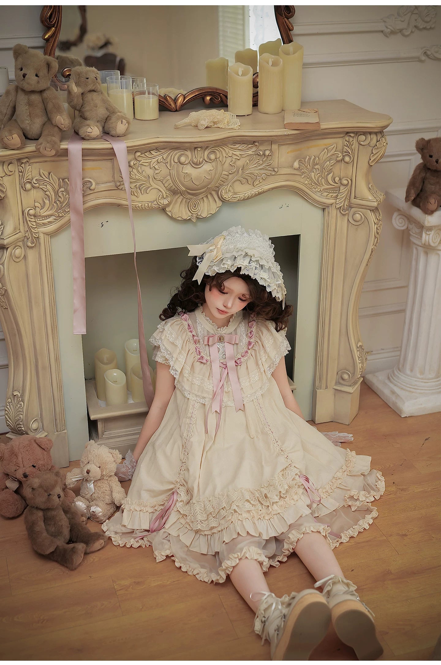 Lily's Dream - Cotton Lining Classic Lolita OP, Drawstring Liftable Hem 45539:854799