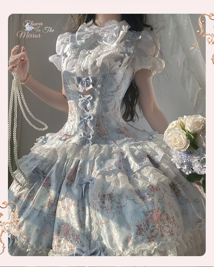 Mengfuzi - FLower in the Mirror - Old-School Lolita Bodice & SK Set, Short-Sleeved OP 44280:802250