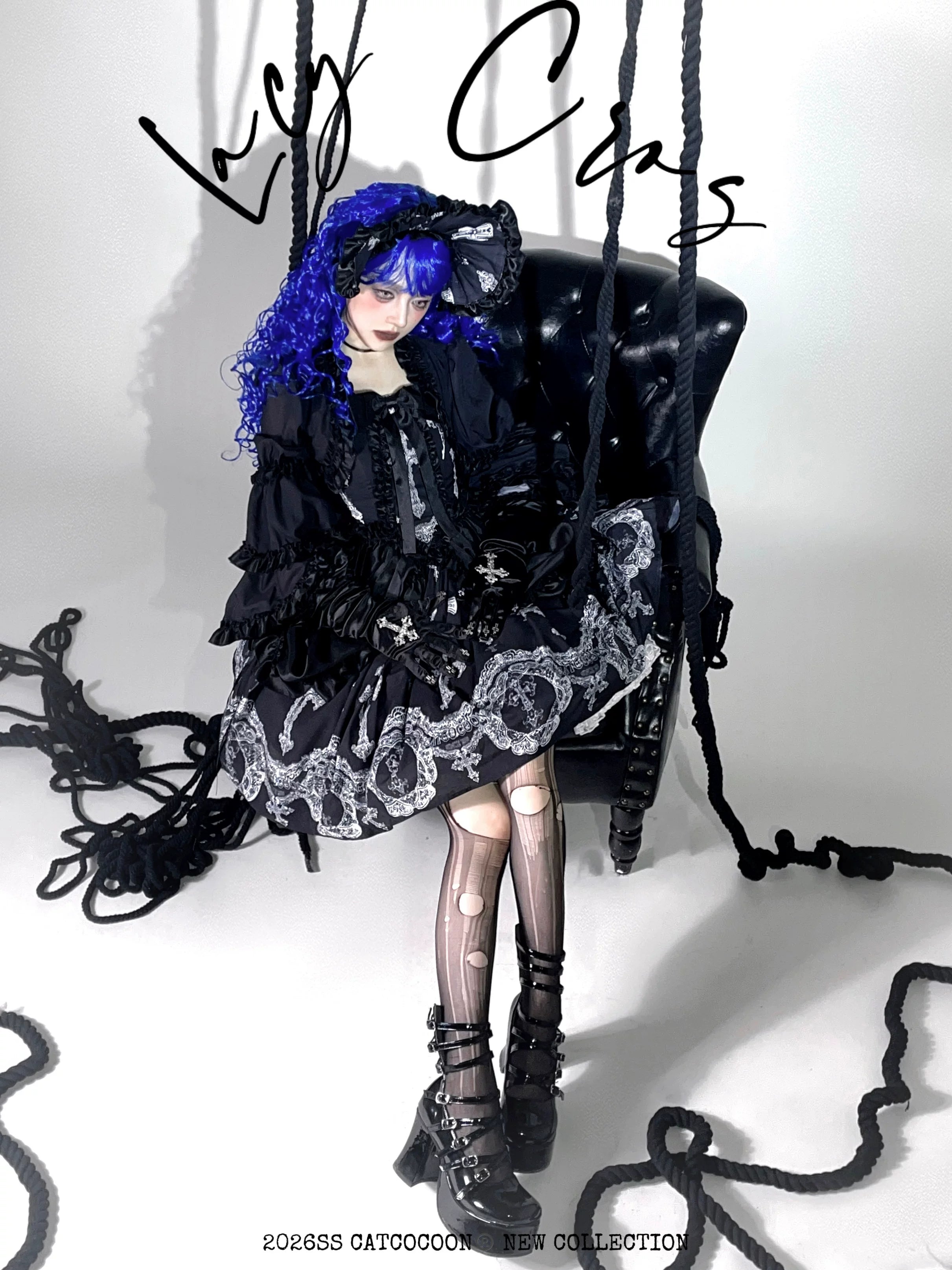 Lace Cross - Gorgeous Gothic Lolita JSK Dress, Hime Sleeve Bolero