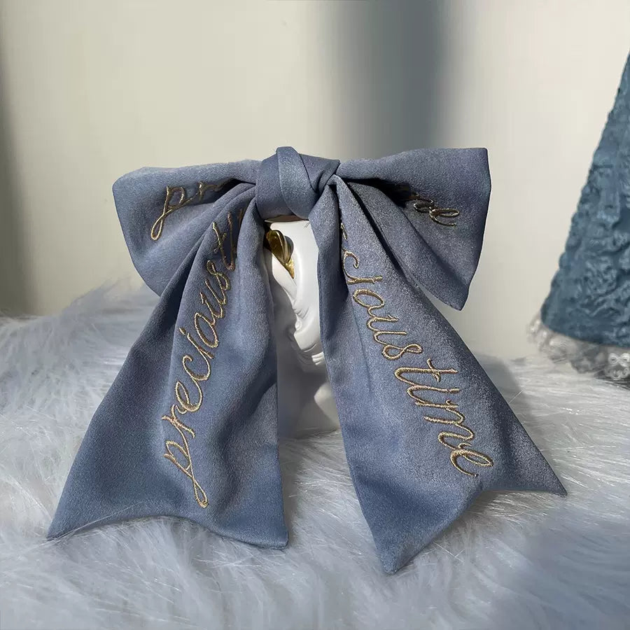 ZJstory - Gold Age - Retro Lolita Bow Necktie One Size 1.0 blue embroidered bow