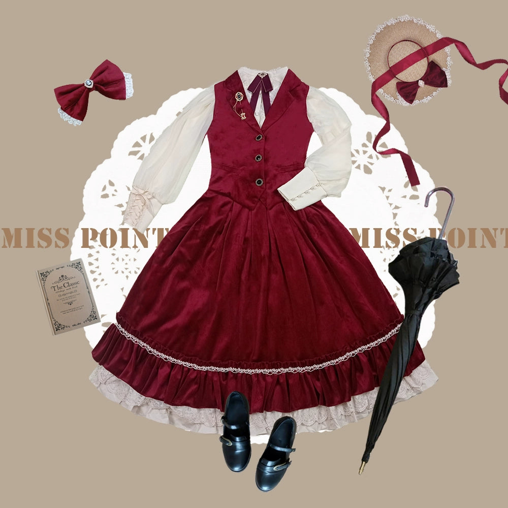 Miss Point~Rose Doll~Retro Lolita Vest Velvet Lolita Waistcoat 32516:392352