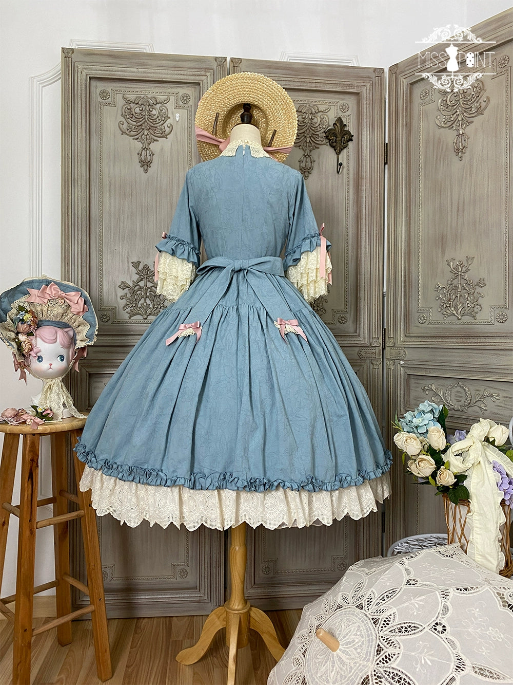 Miss Point~Lilyka Garden~Classic Lolita OP Dress Set Elegant Floral Wall Princess Sleeve 38832:606226