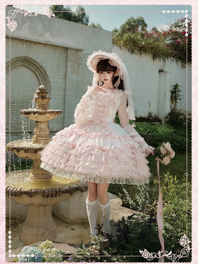 Shuang Sheng Xiao Xiong - Heart of Love - Lace Sweet Lolita Shirt, Hime-Sleeves