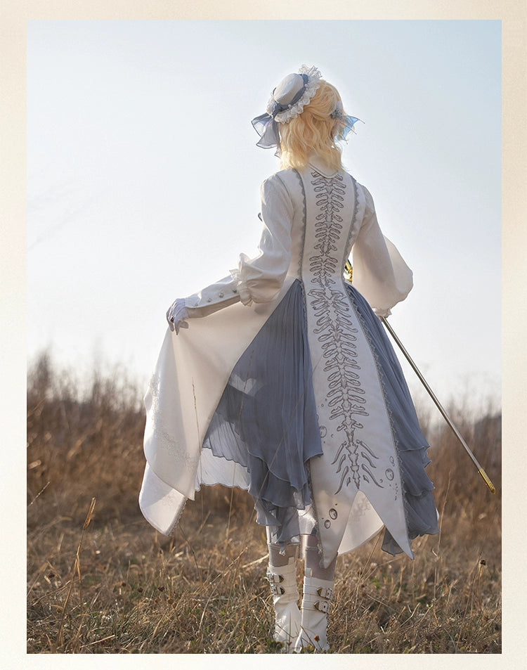 Forest Fluorescent Carps - Crumbling Skeleton - Ouji Lolita Vest Fishbone Embroidery Prince Pants Suits