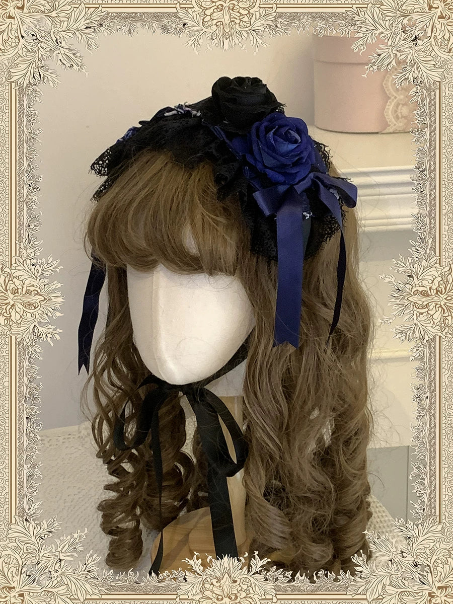 Starry Whisper - Six-panel Old School Lolita Rose Print OP Dress, Back Opening (L M S XL) 45791:865210