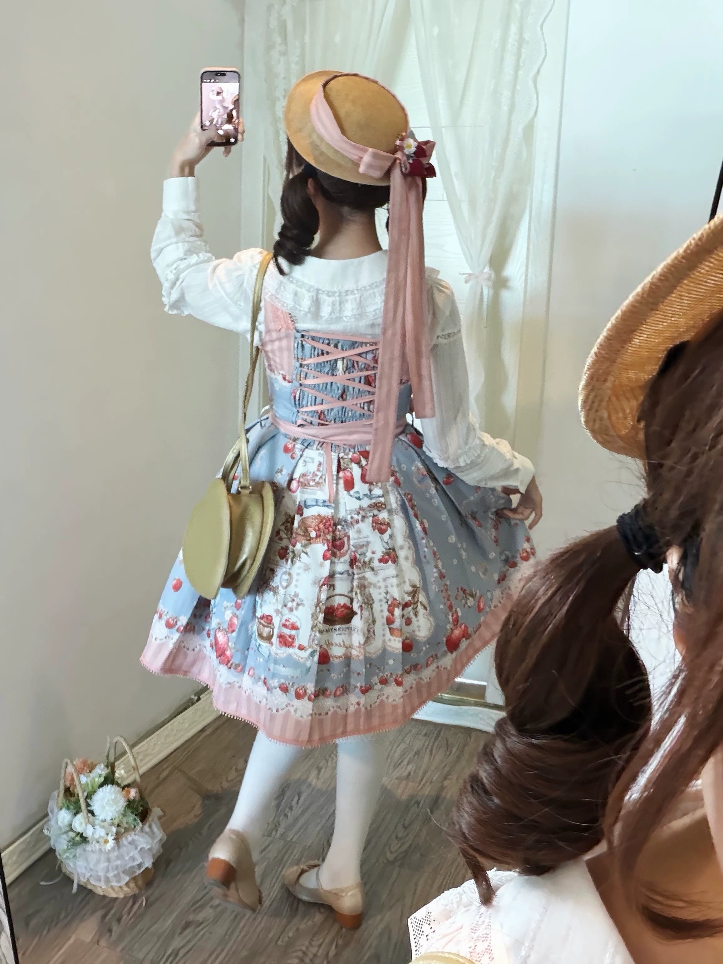 Strawberry Manor - Printed Sweet Lolita JSK Dress, Box Pleats 45025:832888