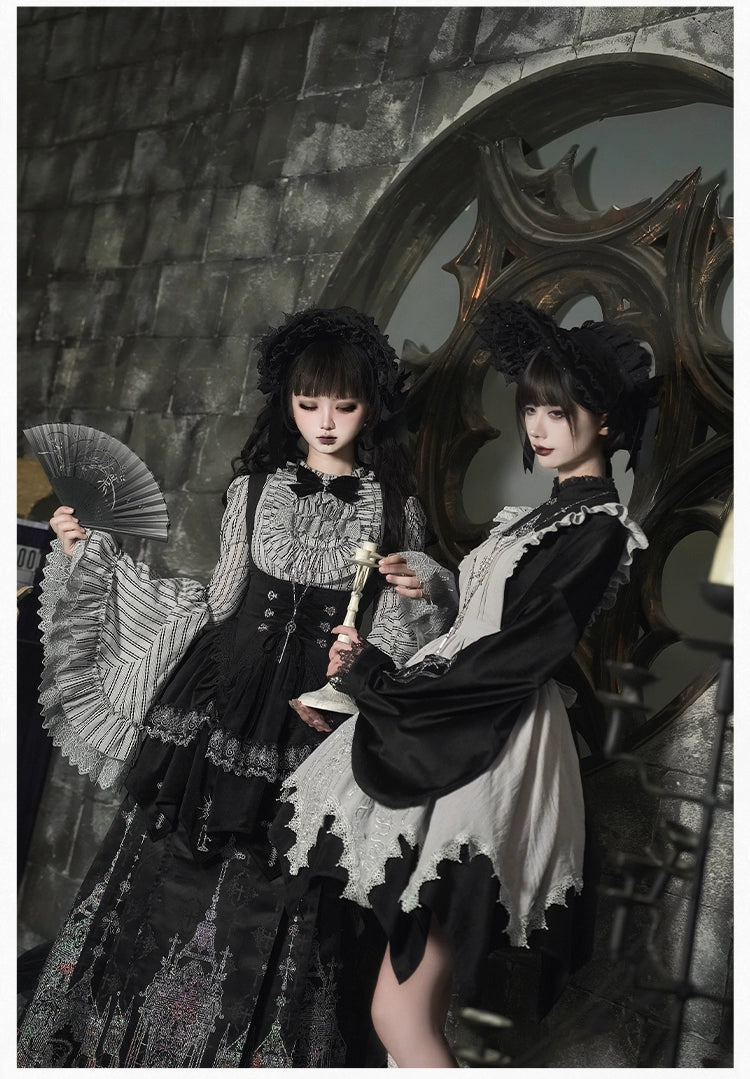 With PUJI - Letter and Poetry · Raven's Night Song - Oriental Aesthetics Gothic Lolita Dress Set