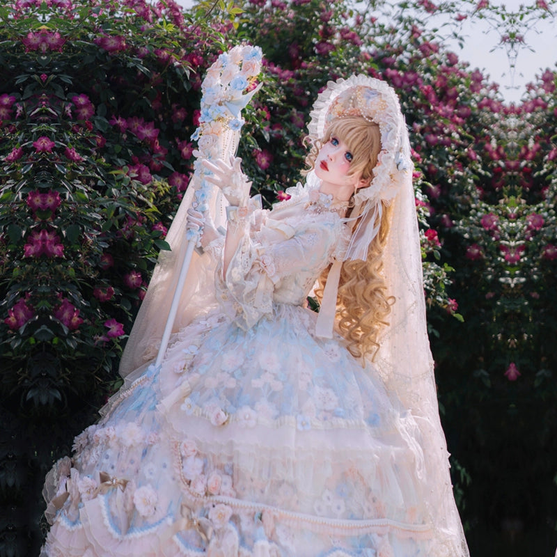 Cat Fairy - Rose Banquet - Wedding Lolita OP Dress Chiffon Princess Tea Party Dress