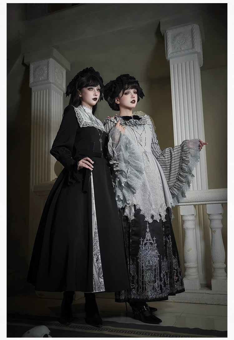 With PUJI - Letter and Poetry · Raven's Night Song - Oriental Aesthetics Gothic Lolita Dress Set