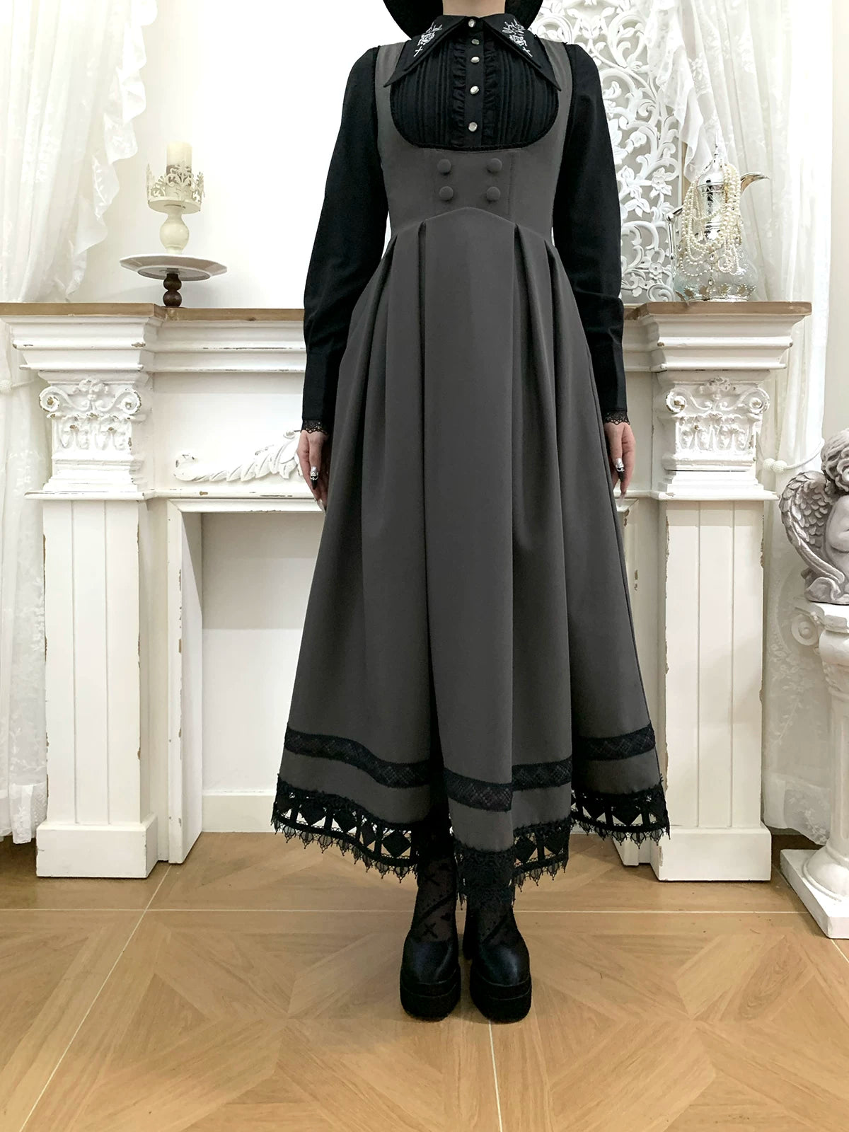 Serenade - Bust-Supporting Elegant Lolita JSK Dress, Three Length Styles 44419:807405