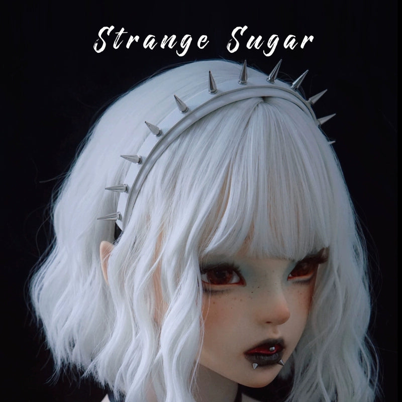 Strange Sugar - Gothic Lolita KC Faux Leather Punk Lolita Hair Accessories 6 Pointed Rivets