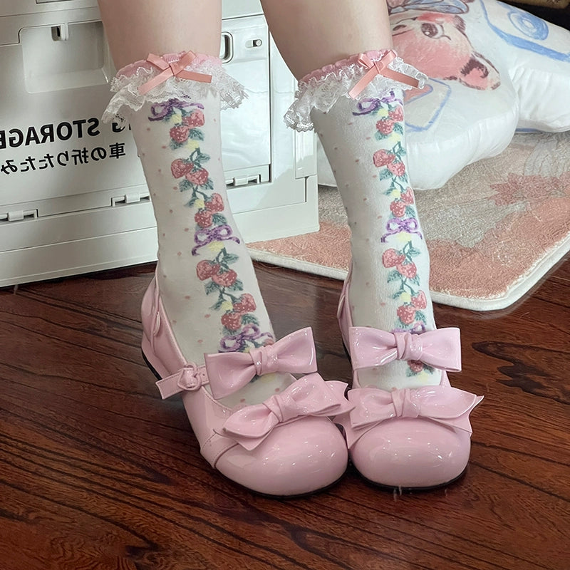 Beauty Bunny~Kawaii Lolita Shoes Low Heels Round Toe PU Shoes 36074:509182