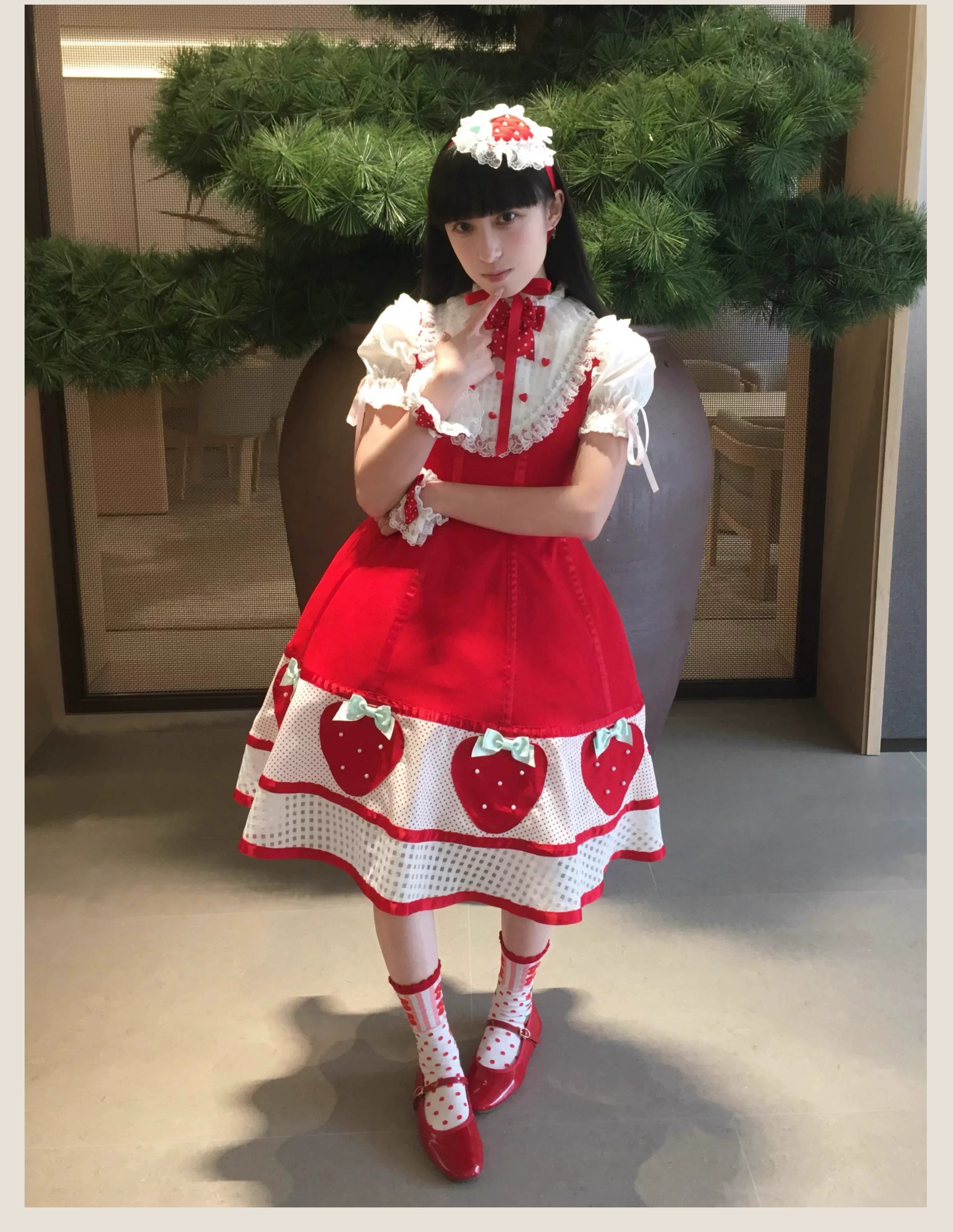 The Weird Strawberry Lady - Old School Lolita JSK, Hand-Studded Strawberry