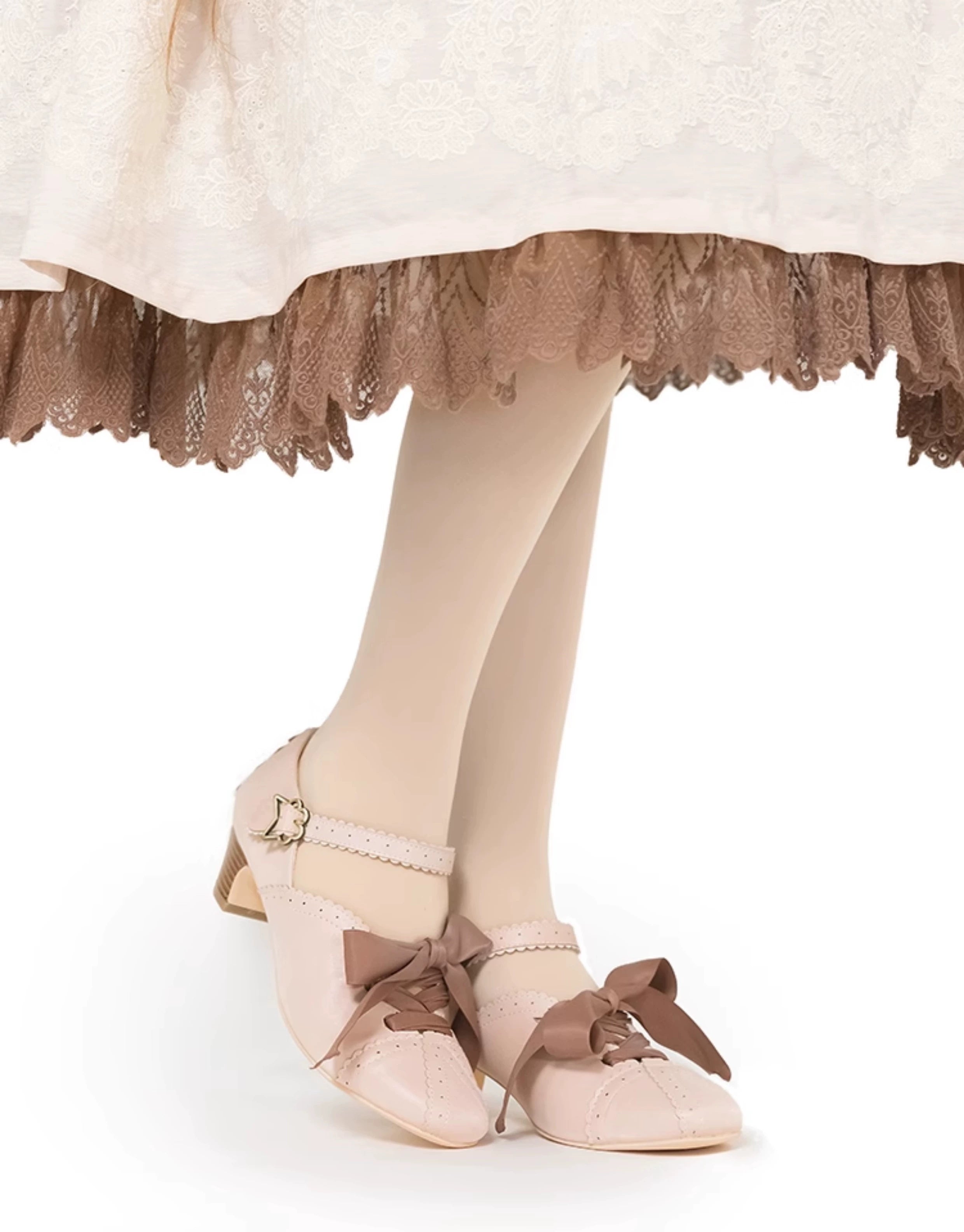 MR.Qiutian - Pictorial Girl - Han Lolita Shoes Retro Lolita Chinese Style Shoes Milk tea brown 35