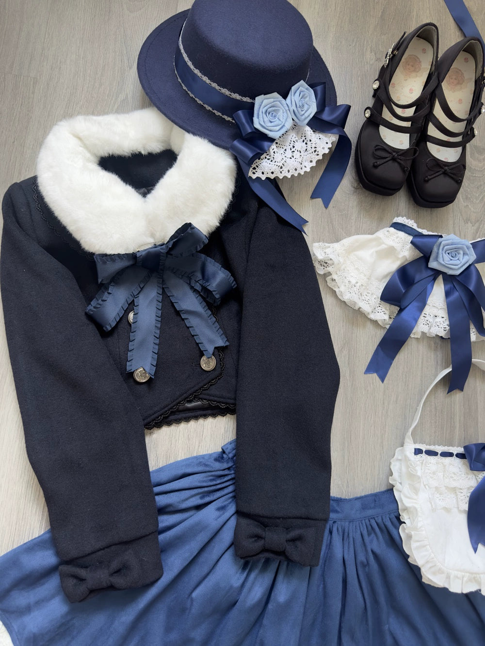 LeMiroir - Winter Solstice - Elegant Lolita Hat, Detachable Collar, Handbag 44088:794397