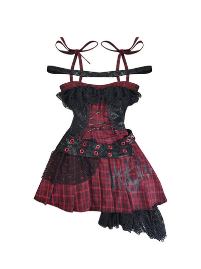 (BFM)WSW~Magic Rhythm~Punk Lolita JSK Dress with Red and Black Straps   