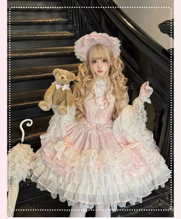 Star Porcelain Doll - Sweet Lolita JSK Dress Set, Tiered Ruffle Hem 46093:874774