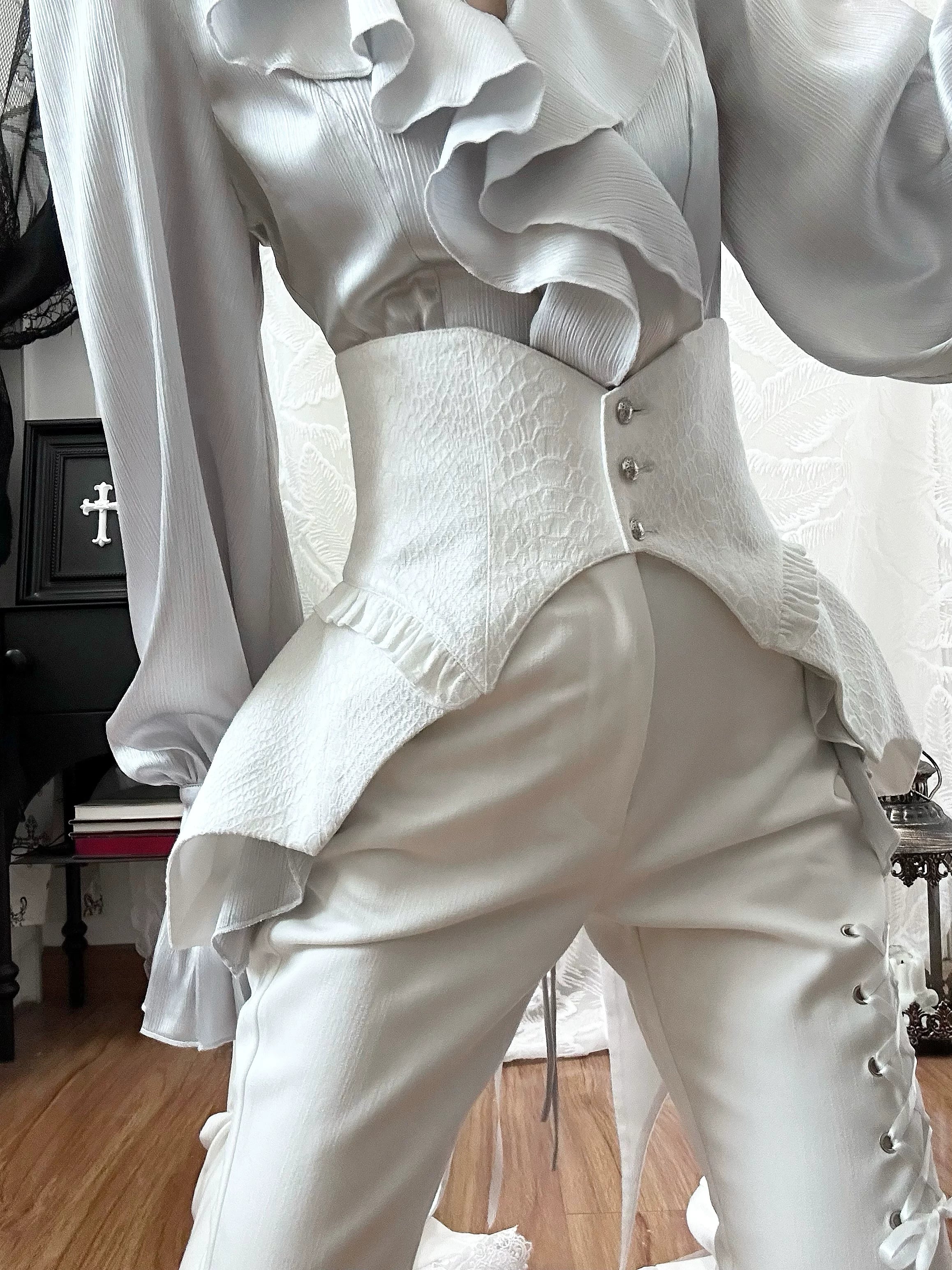 Blue Moon Bone Erosion - Gothic Lolita Waist Cincher, Bat Wing Hem 44453:809580