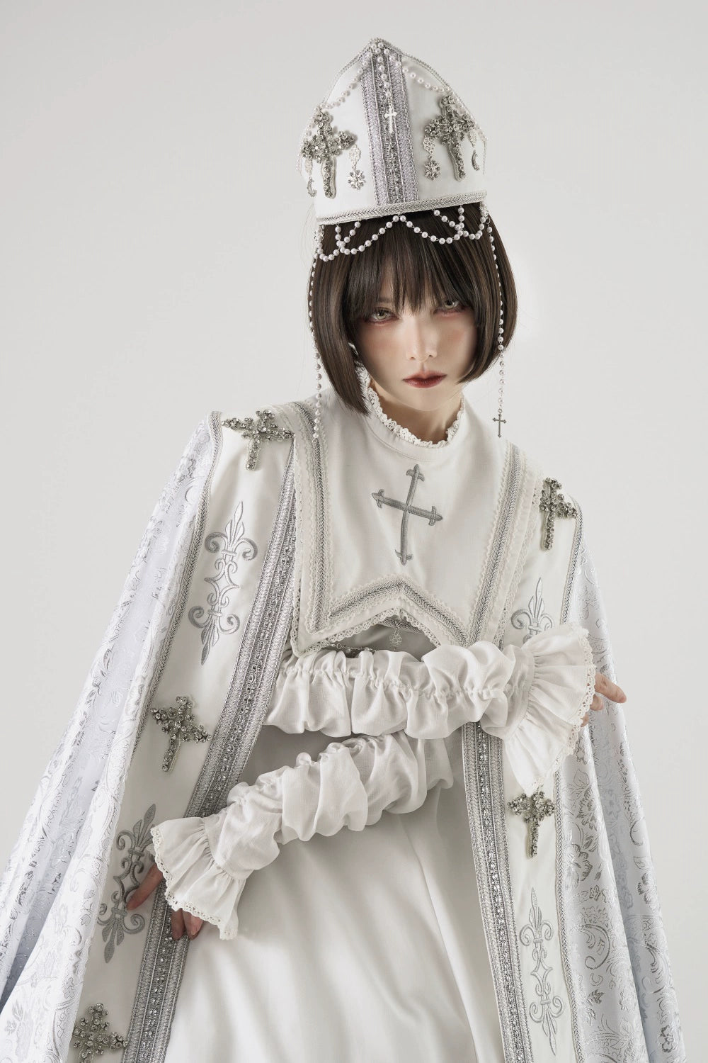 LeMiroir - Moonlit Prayer - Nun Lolita Crown, Elastic Headscarf