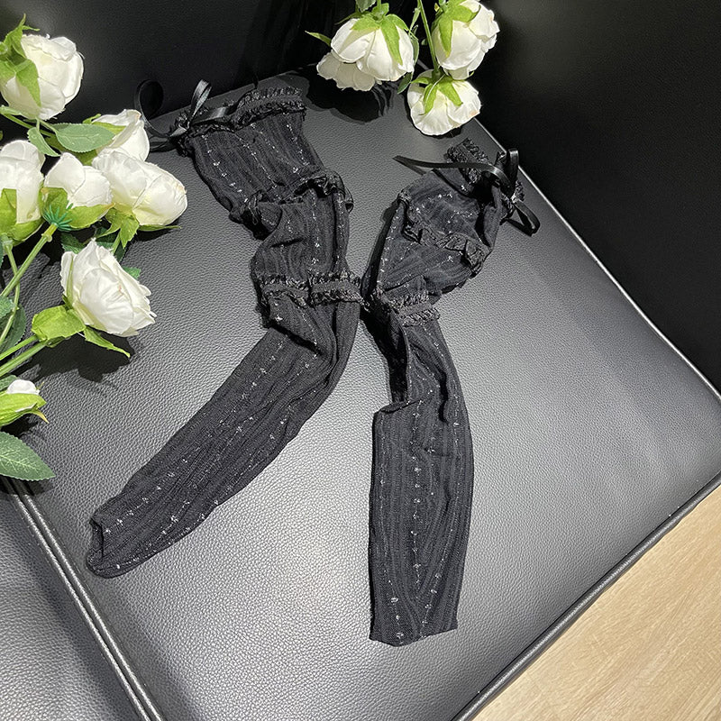 WAGUIR - Sweet Lolita Lace Thin Calf Socks One Size (sizes 35-39) black