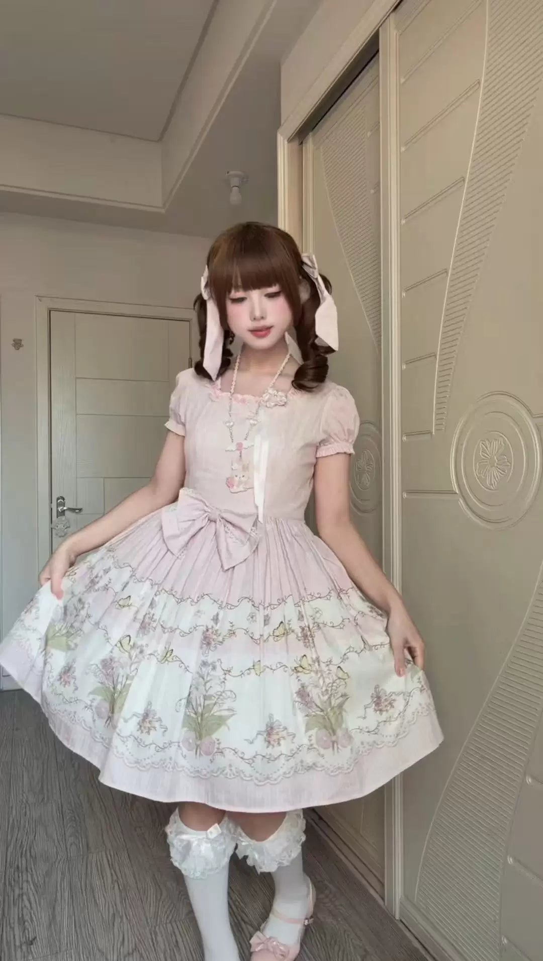 Jenny Flower - Cotton Old School Lolita Floral Printed OP Dress 45608:855915