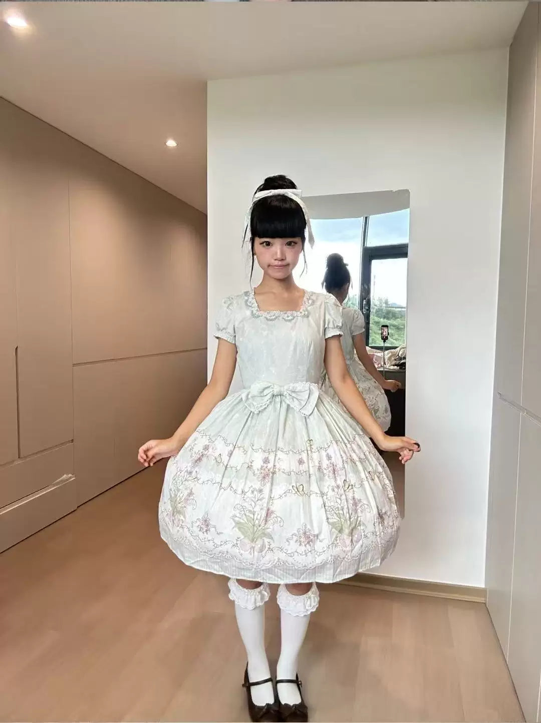 Jenny Flower - Cotton Old School Lolita Floral Printed OP Dress 45608:855907