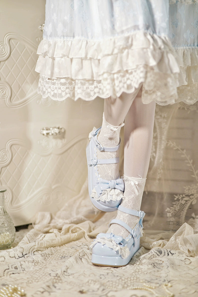 Jiujiu Lolita - Milky Puff - Sweet Lolita Heels Shoes, Round Toe With Petite Wedge 43858:787867