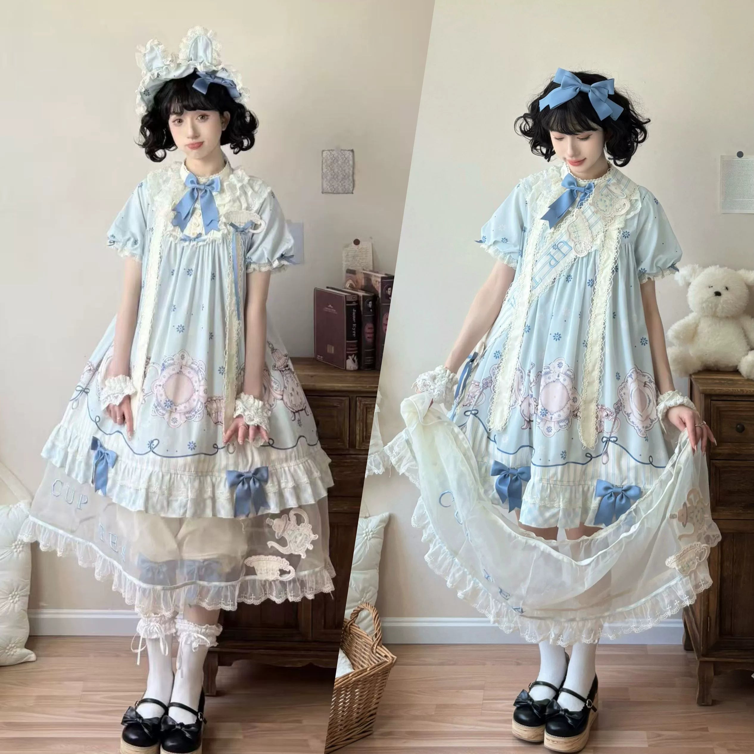 Uncle's Workshop - Veronica Spring Tea - Plate Printed Sweet Lolita Dress (L M S) 43485:778319