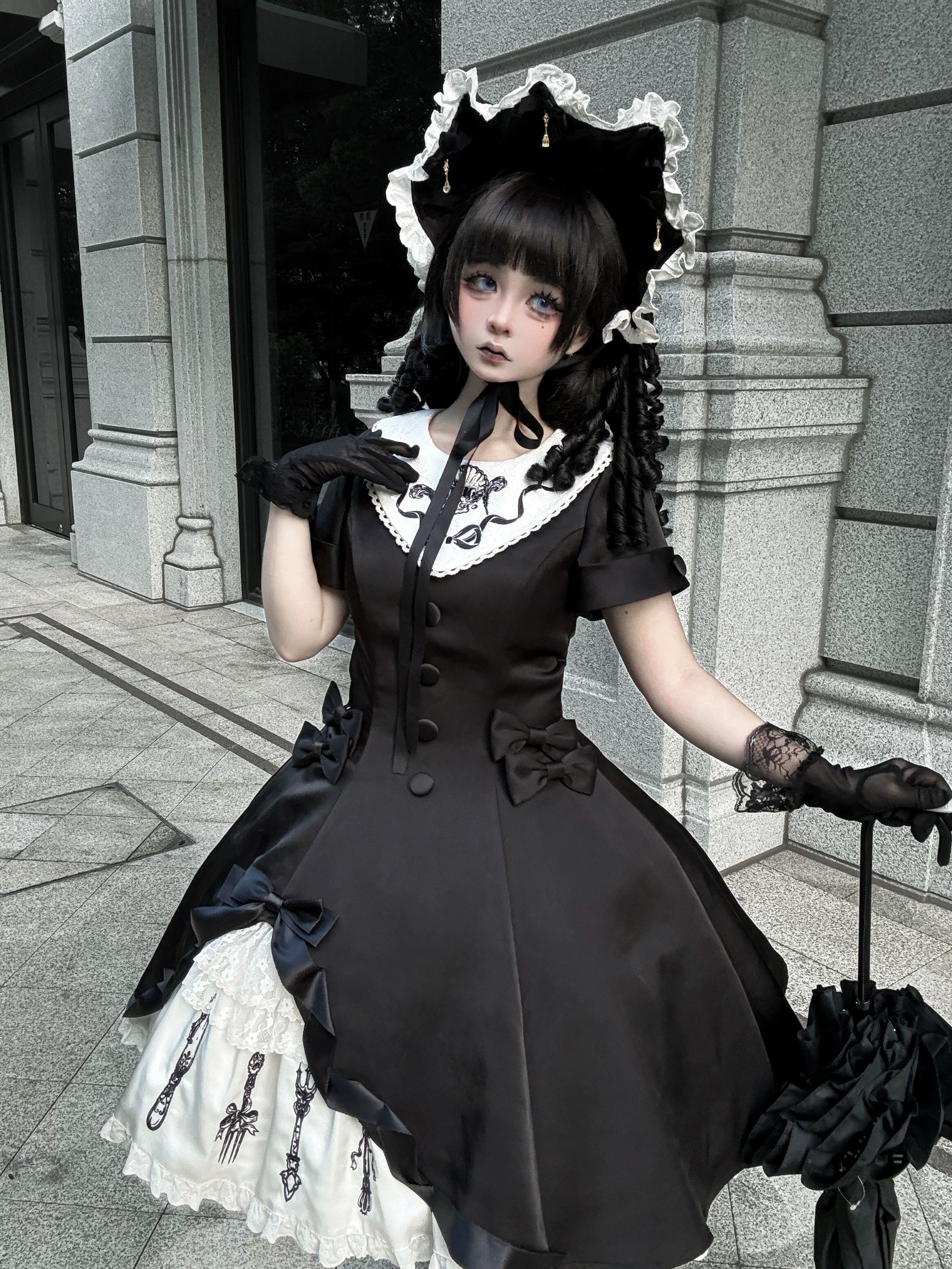 Silent Dinner - Gothic Lolita Six-Panel OP Dress with Cutlery Embroidery 45669:857732