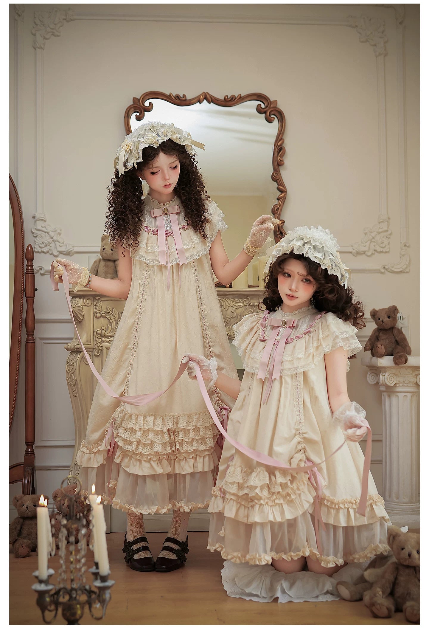 Lily's Dream - Cotton Lining Classic Lolita OP, Drawstring Liftable Hem 45539:854774