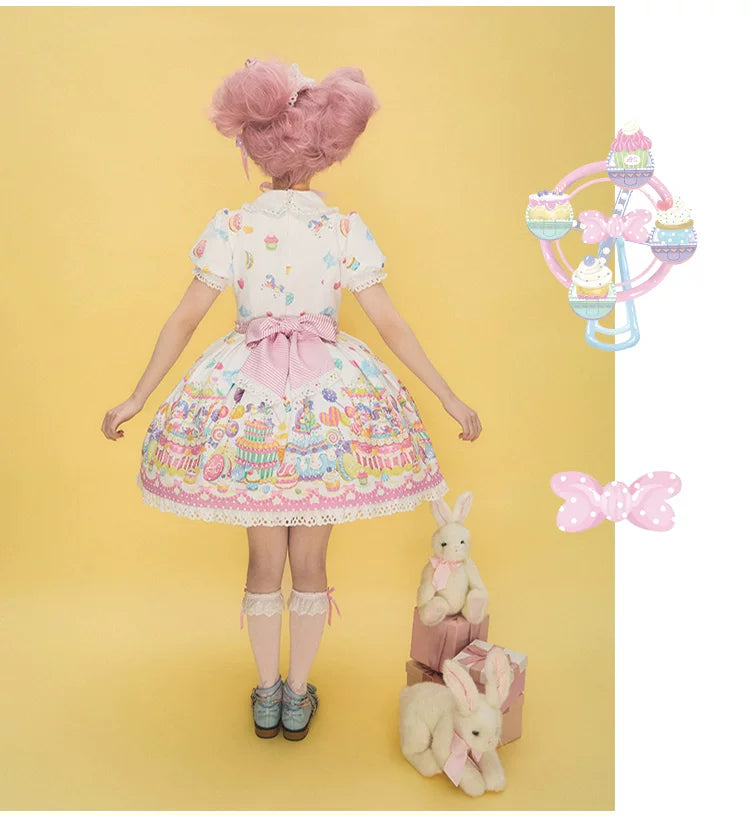 Sweet Dessert Land - Kawaii Lolita OP & JSK Dress Suit, Cake Print 44542:811588