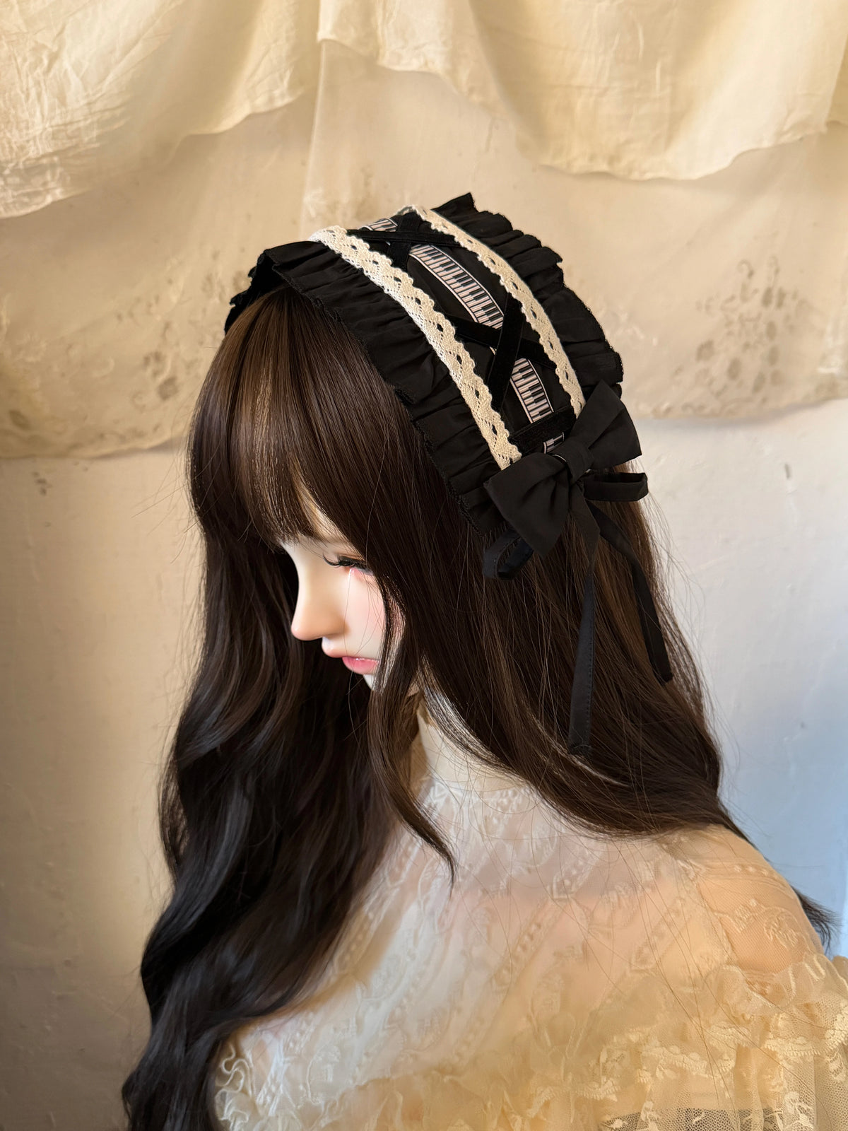 Piano's Letter - Cotton Old School Lolita OP Dress Set, Piano Note Embroidery (2XL L M S XL) 46029:873023