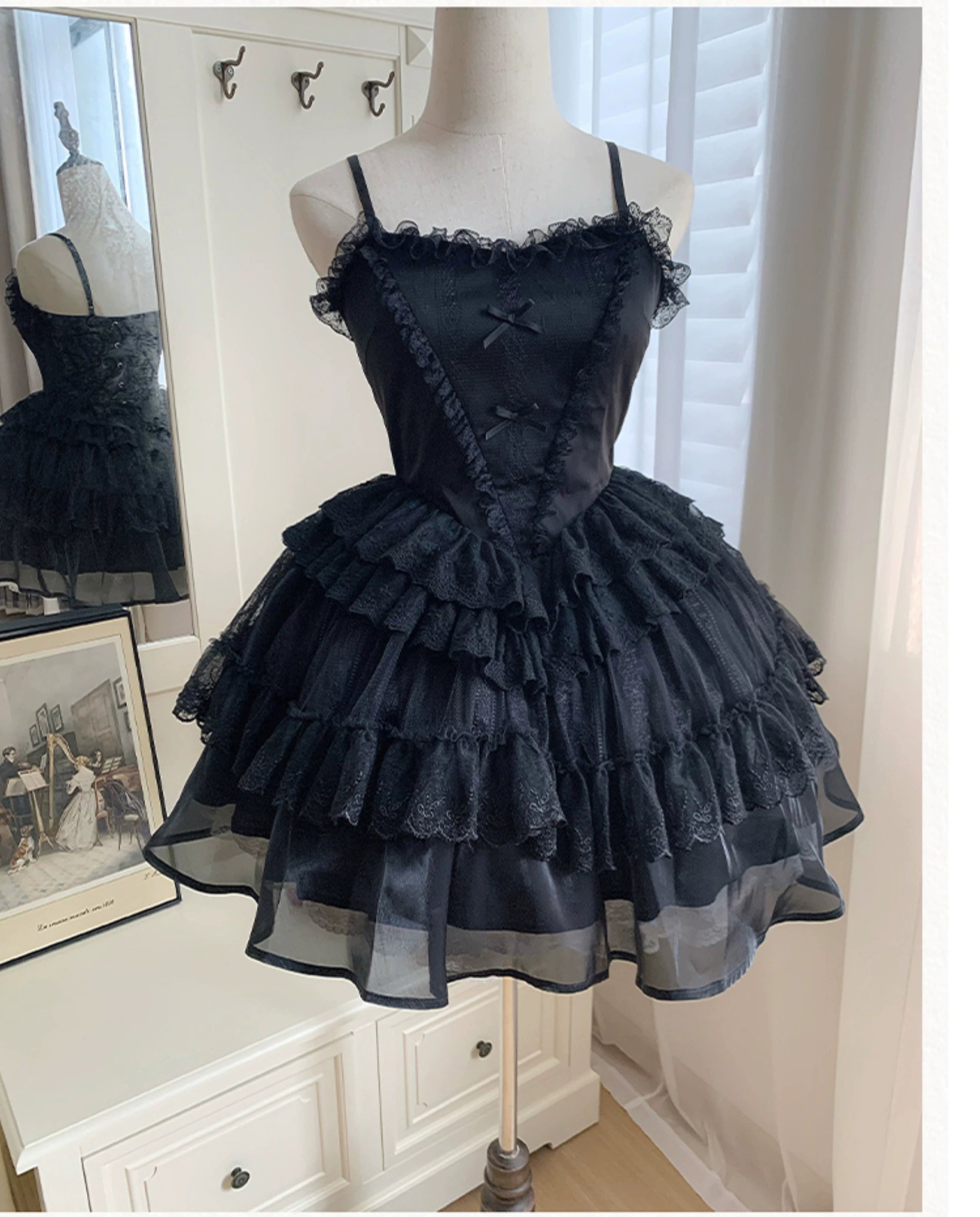 With PUJI - Ivory Tower Enhance - Elegant Lolita JSK Dress Tiered Drawstring OP 38798:601594