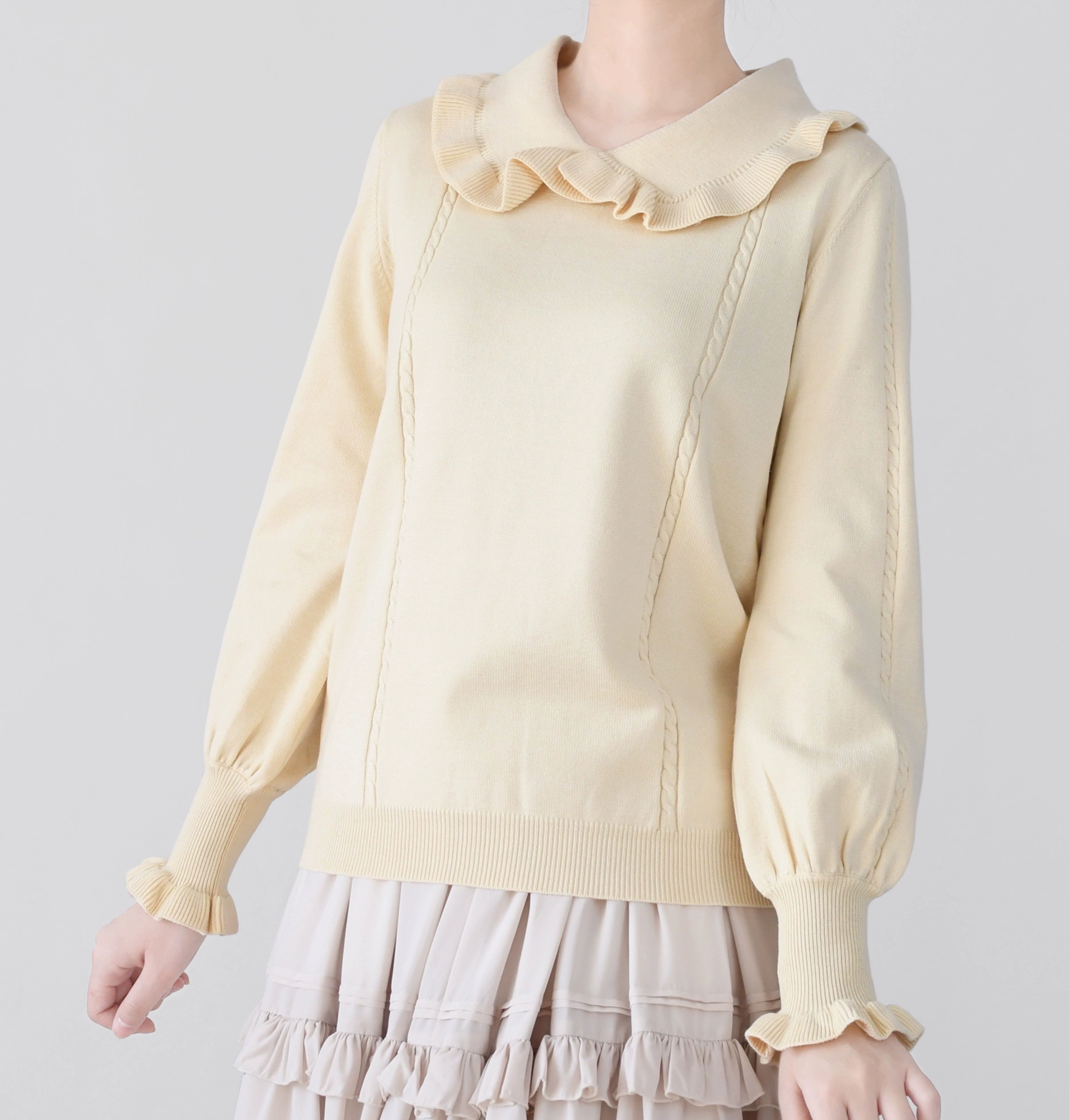 MIST~Japanese Style Lolita Sweater Puff Sleeves Knit Undershirt 31540:369402