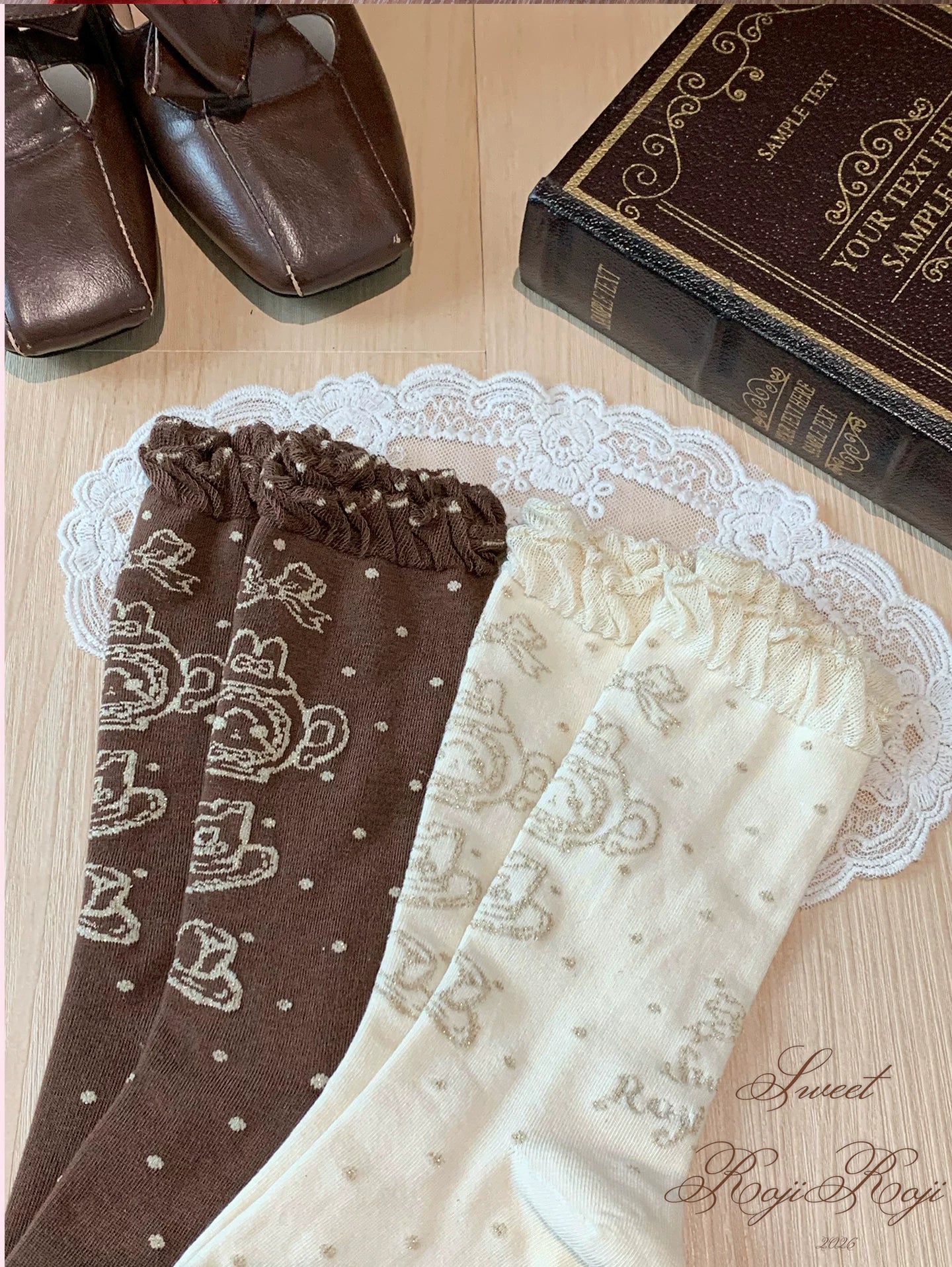 Cotton Sweet Lolita Socks, Tea Party Prints 45788:862451