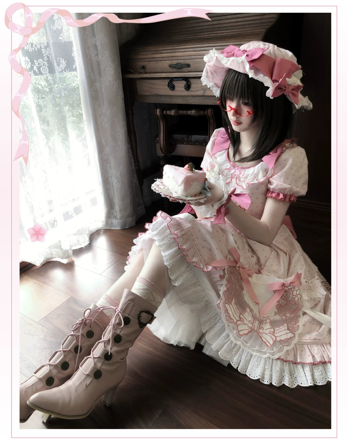 Berry Trap - Embroidered Sweet Lolita OP Dress, Polka Dot