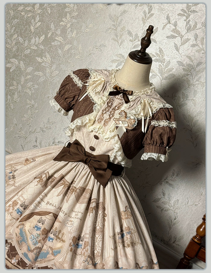 Alice Girl - Sea Salt Fairytale - Sweet Doll-like Lolita OP Animal Printed Lolita Dress