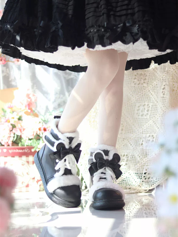 Bear Dada - Winter Kawaii Lolita Boots, Plush Accent