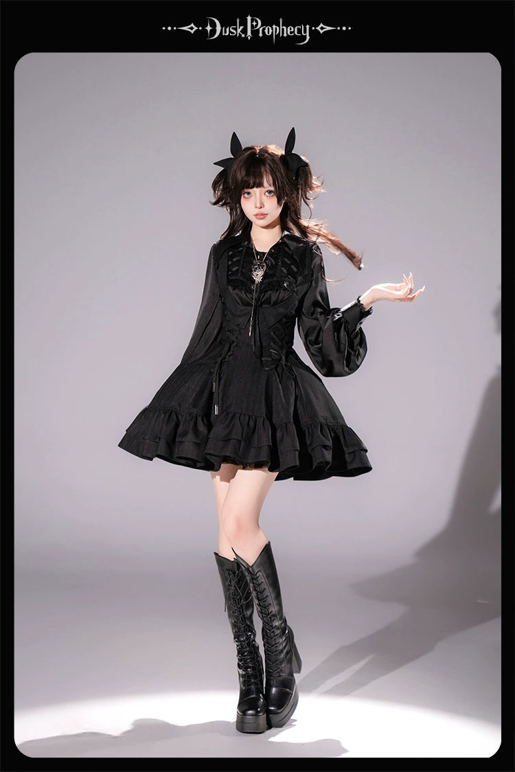 DuskProphecy - Heron - Classic Lolita Striped JSK Dress, Halter Neckline 44313:802951