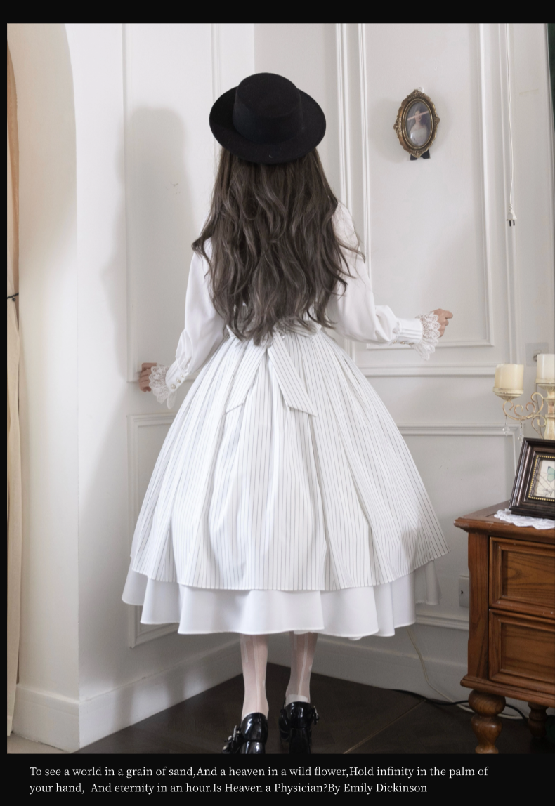 Alice in Wonderland - Love Moon Serenade - Striped Classic Lolita Skirt Preppy Style Commuting Dress 41240:688732